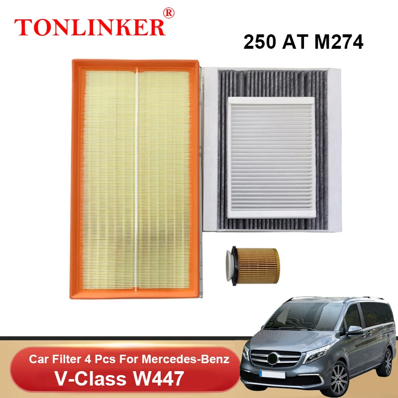 TONLINKER Cabin Air Filter Oil Filter For Mercedes Benz V Class W447 2014-2020 250AT M274 200d 220d 250d OM651 Car Accessories