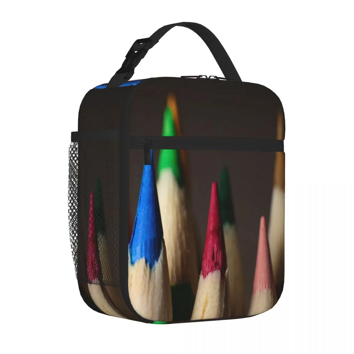 Bestselling Colored Pencils With Peaks Pointing Upwards Shoulder Style Lunch Carrier Desk Dining Cooler Lunch Bag