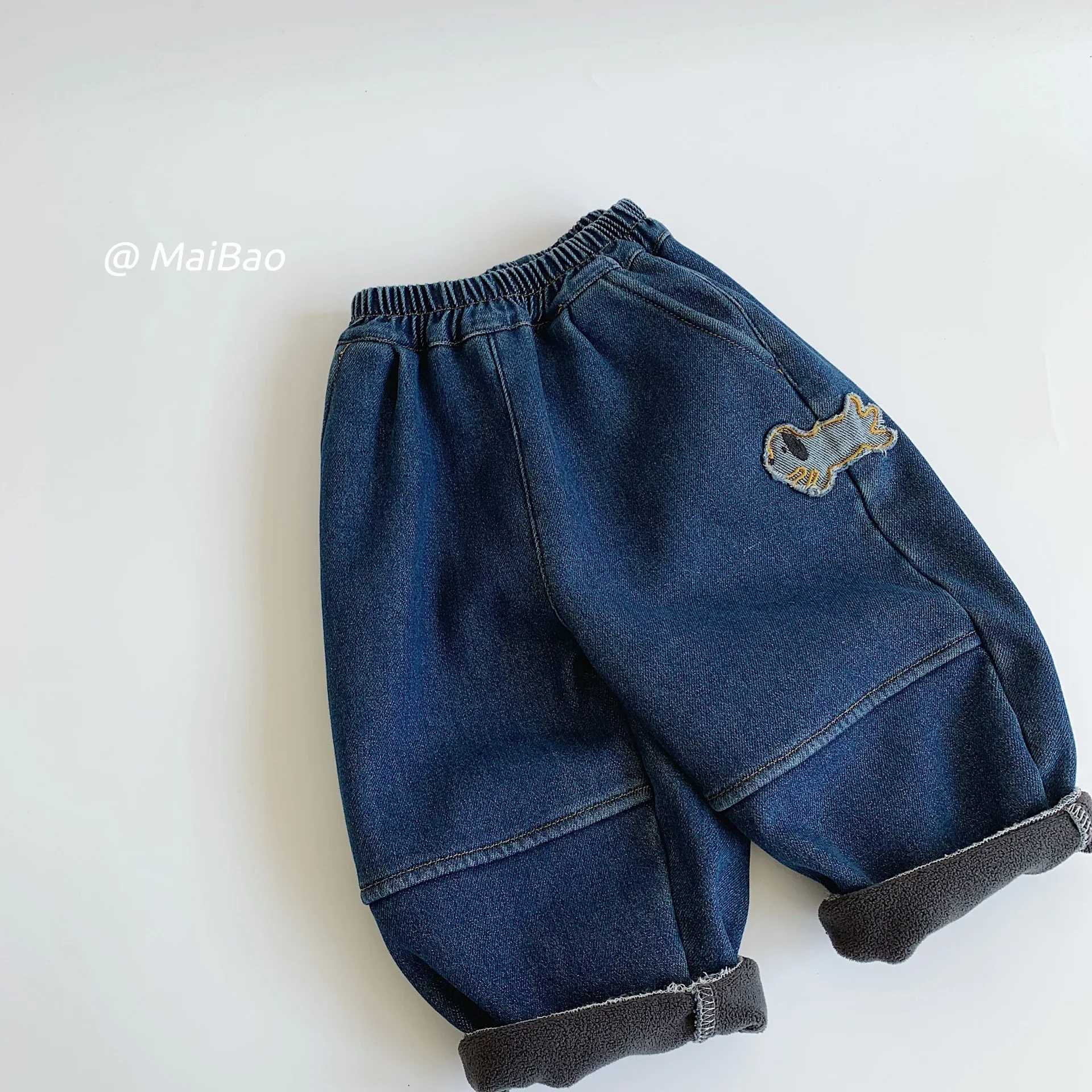 Children Clothing Kids Fashion Design Sense Jeans 2024 Winter New Boy Korean Style Simple All Match Thickening Casual Pants