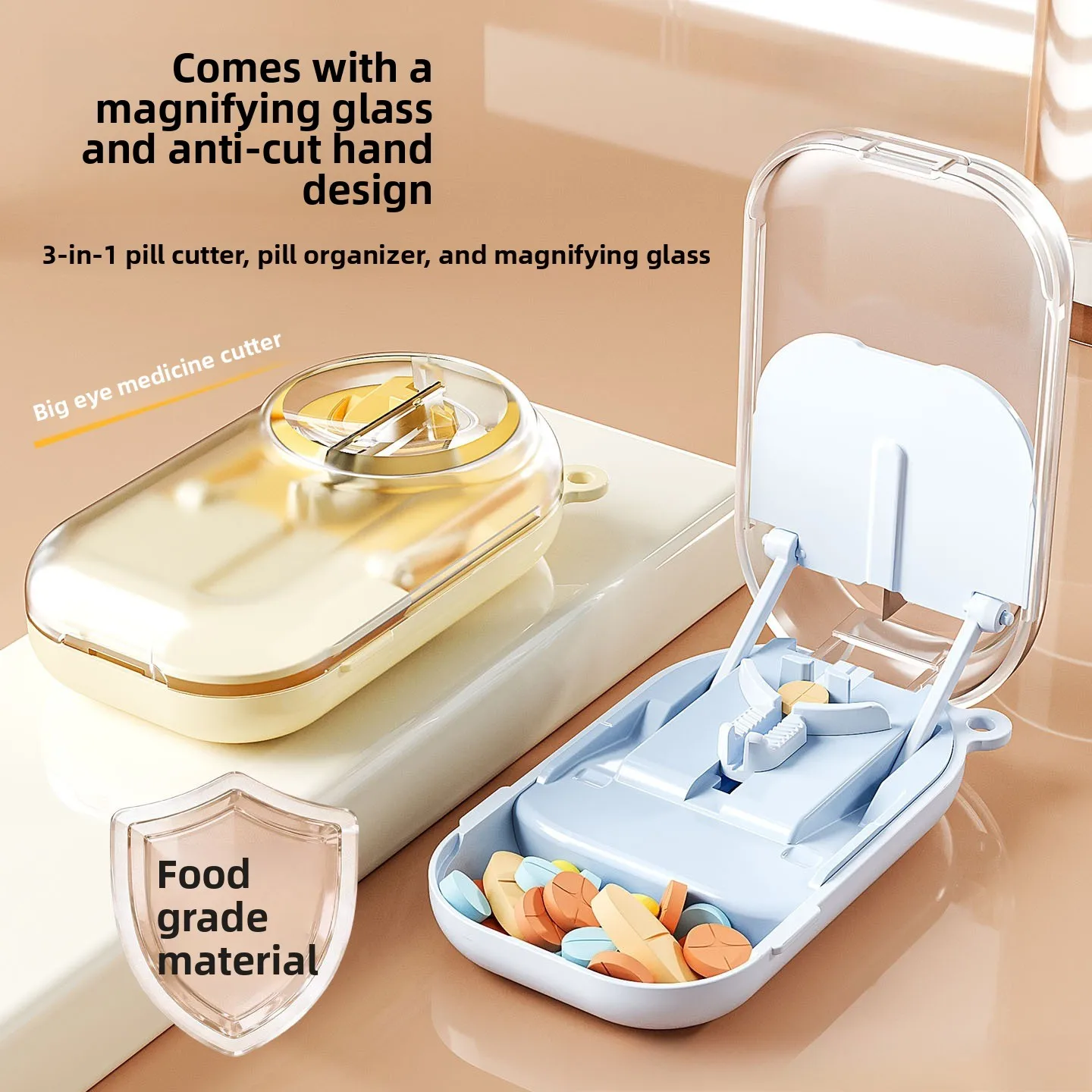 Japanese Pill Cutter Splitter Quarter Tablet Divider Portable Medicine Box for Travel