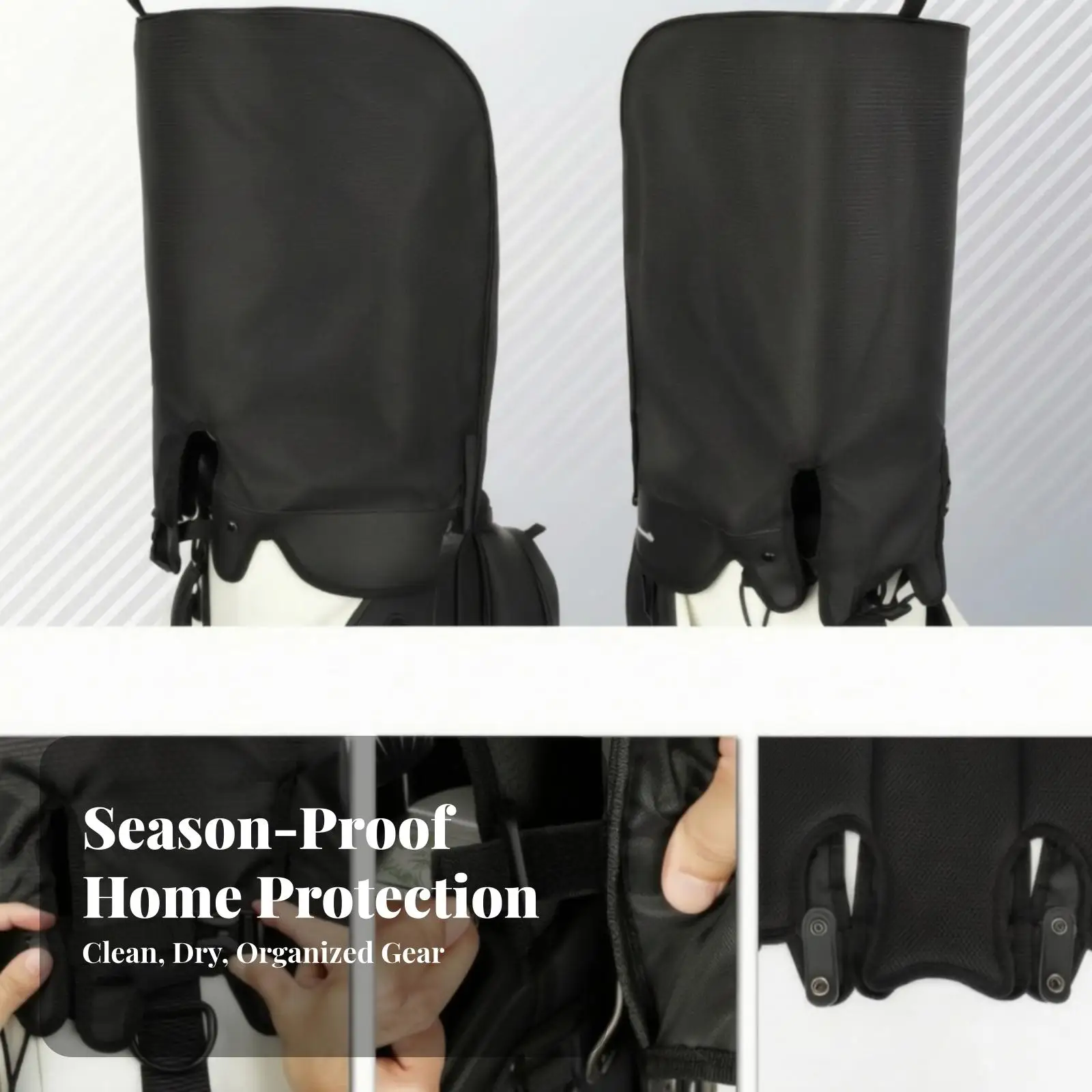 Golf Bag Rainproof Hood Cover for Cart Bag Polyester Waterproof Shell with Zipper for Stand Bag Travel