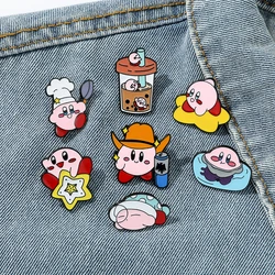 Kirby broche de Anime de dibujos animados, alfileres de esmalte de Metal, insignia para mochila, ropa, alfileres de solapa, accesorios de joyería de moda, regalo de Navidad