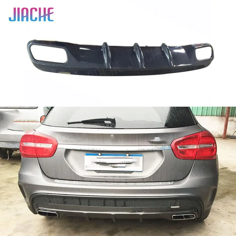 

Carbon Fiber Rear lip Diffuser Spoiler for Mercedes Benz GLA X156 GLA45 2015 -2018 O Style Fin Shark Style Bumper Guard FRP