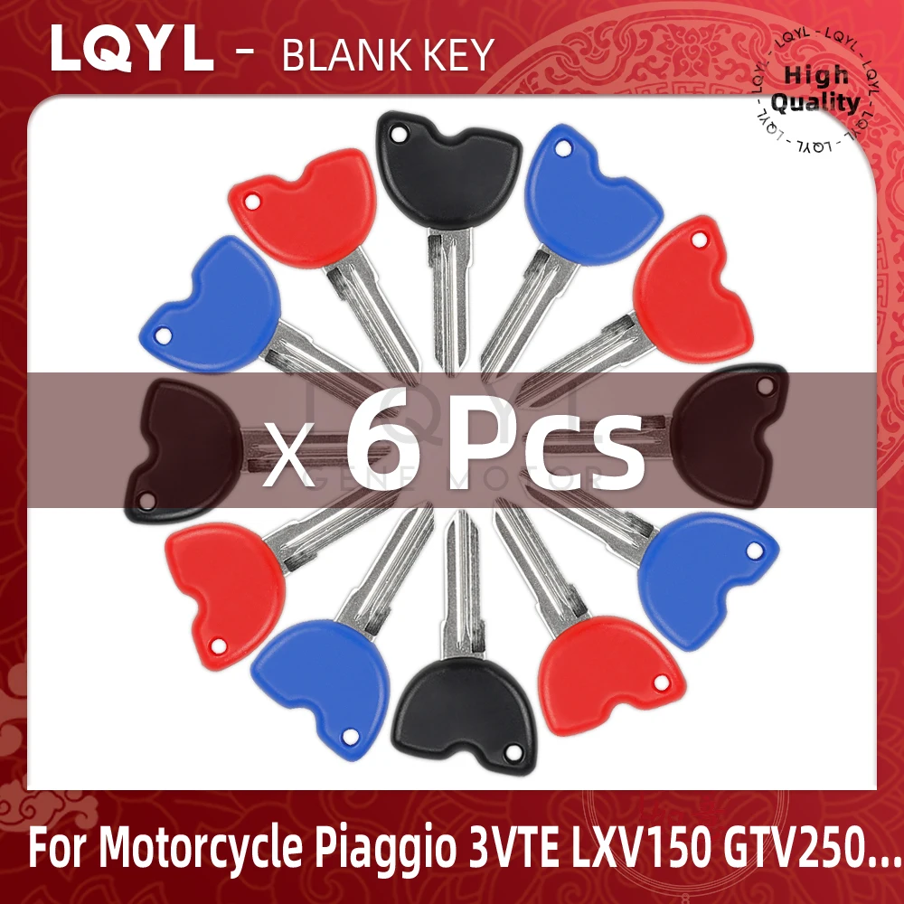 6Pcs Blank Key Motorcycle Replace Uncut Keys For Vespa Piaggio 3VTE Fly 125 200 250 300 GTV LXV150 GTV250 GTS GTS250 GTS300 ie