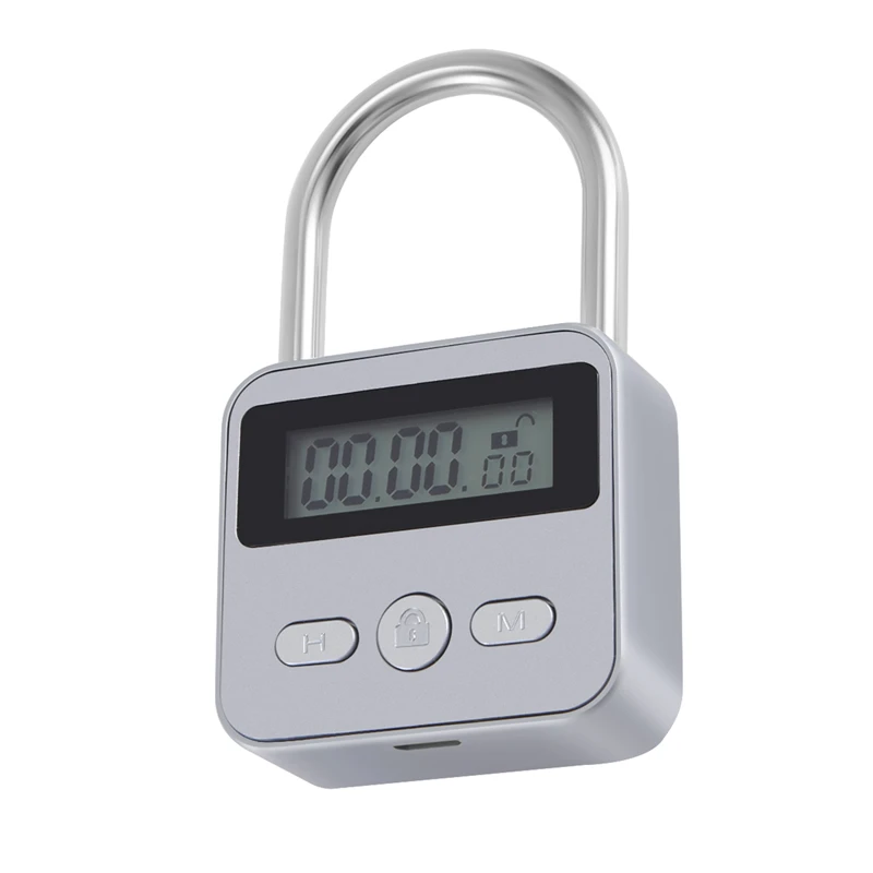 Metal Timer Lock LCD Display Multi-Function Electronic Time 99 Hours Max Timing USB Rechargeable Timer Padlock