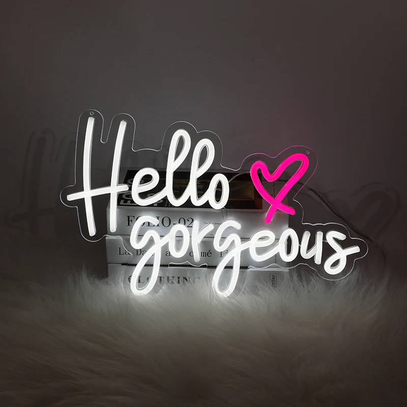 

Hello Gorgeous Led Neon Signs For Wedding Decor Pink Neon Signs Home Bedroom Wall Birthday Party Decoration Neon Light