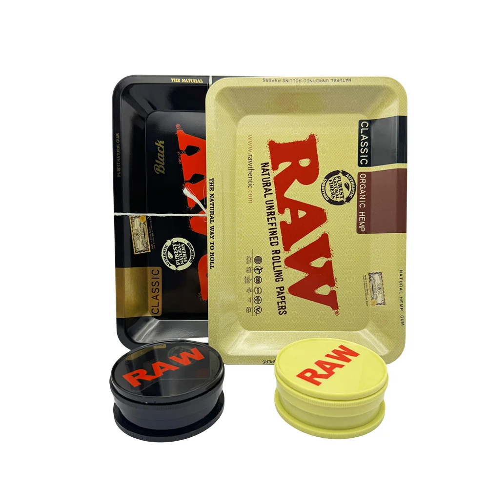 18x12.5cm Metal Tobacco Rolling Tray Kit 60MM Plastic Herbal Grinder Set Rolling Grass Spice Crusher Smoking Accessories view 5