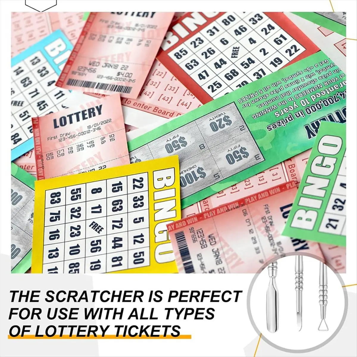 Top Sale 3 Pcs Metal Lottery Ticket Scratcher with Storage Box Lottery Ticket Scratcher Tool Lottery Ticket Holders for Adults