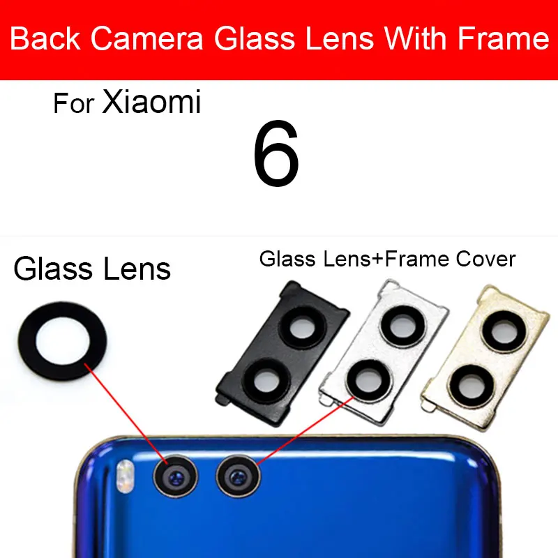 Back Rear Camera Lens Glass Cover Frame For Xiaomi Mi 5 6 Main Big Camera Cover Frame + Sticker Replacement Repair Parts