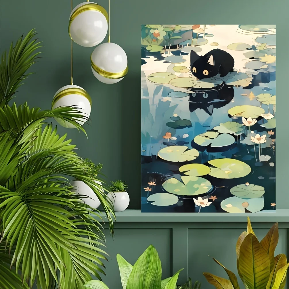 300/500/1000pcs Paper Puzzle Kitten Water Lilies Jigsaw Puzzle Kid Learning Toy Family Game Activity Bedroom Living Room Decor