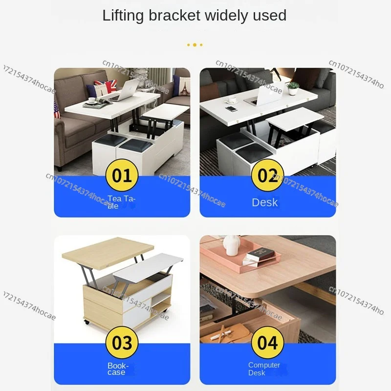 Multifunctional electric wired remote control coffee table dining table 24V lifting hardware folding iron frame