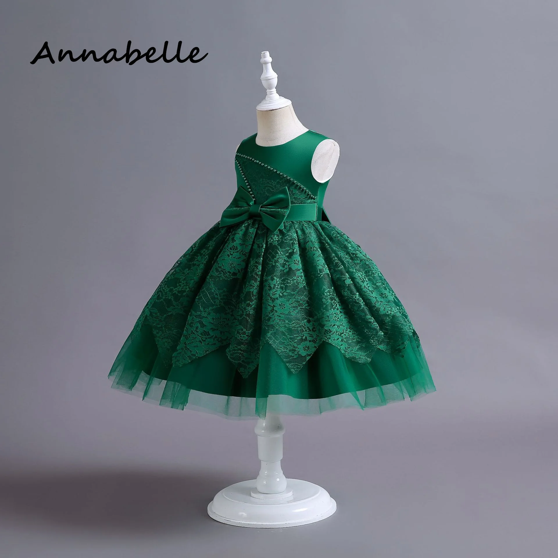 Annabelle Blumen mädchen Kleid für Hochzeits feier Baby Mädchen Prinzessin Geburtstags feier Kleid elegante geschwollene Kleid ärmel los 2024