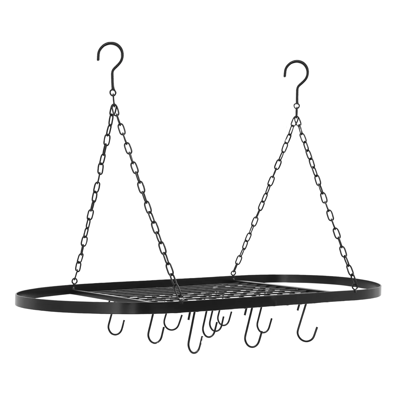 

Железная потолочная полка для кастрюль с решеткой и крючками, простая установка и чистка