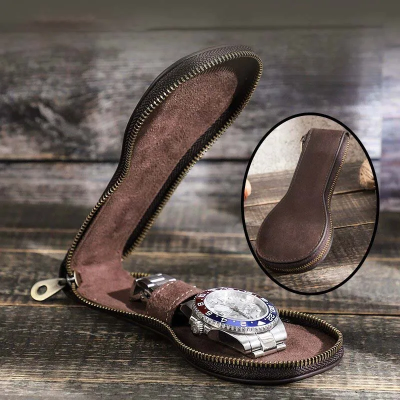 

Portable Watch Roll Travel Case Chic Portable Vintage Leather Display Watch Storage Box with Zipper Watch Organizers Travel Case