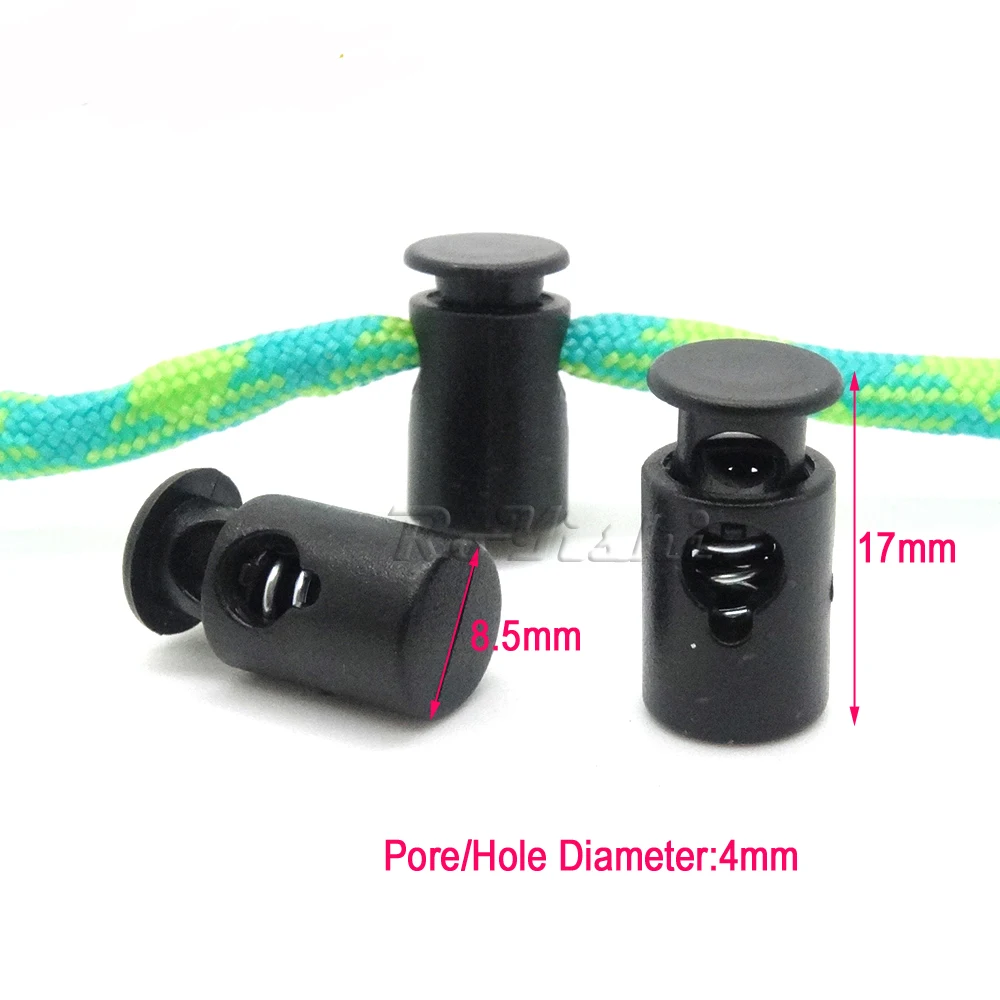 10pcs Plastic Cord Locks Toggle Clip Stopper Cord Buckle Widely Used For Clothing/Backback/ Paracord Black