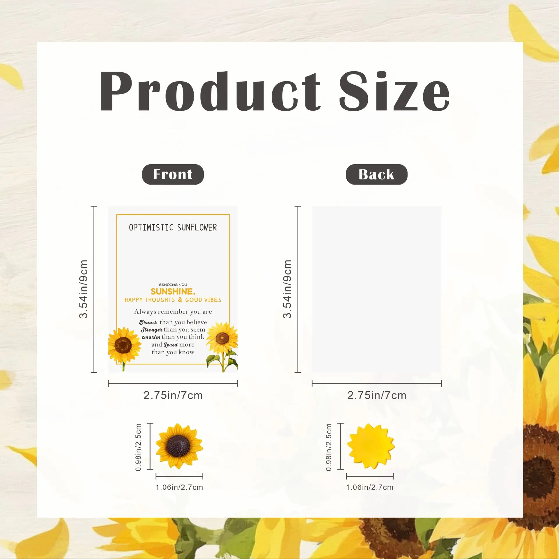  5 قطعة  بطاقة عناق الجيب على شكل عباد الشمس، هدية تشجيع للقلق، رمز تذكار الصداقة للدعم والشجاعة #5