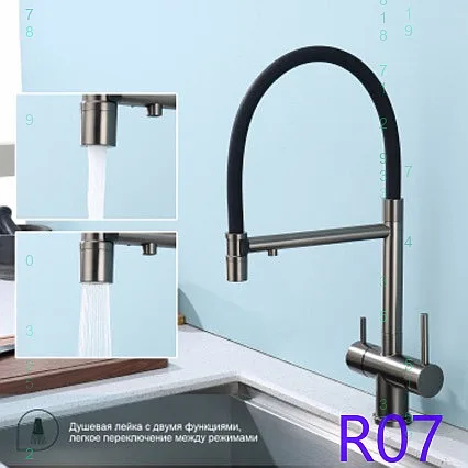 Russian Kitchen Faucet 3-in-1 Cold Hot Pull-out Mixer Tap with Net Water Dual Use