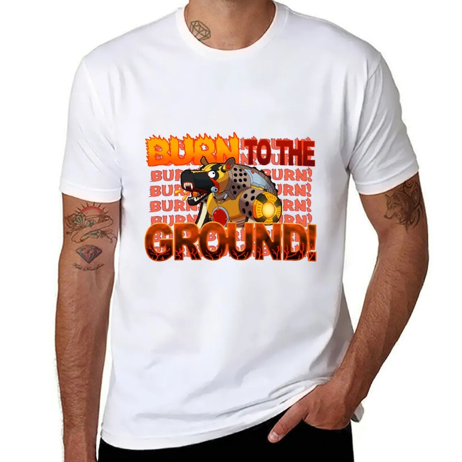 Flame Hyenard - BURN TO THE GROUND! T-Shirt man t shirt summer t shirts with prints t shirt man luxury T-Shirt