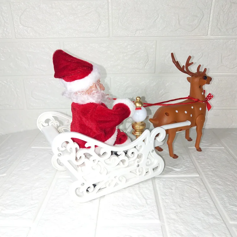 

Electric Elk Pull Cart Santa Claus Toy Sleigh Deer Car Will Run Santa Claus Birthday Gift for Kids