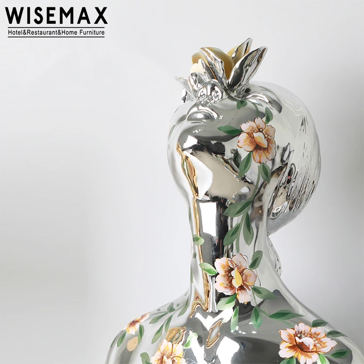 WISEMAX Furniture Luxury Art Design Other Home Decoration Resin Table Sculpture Gold and Silver Hotel Head 