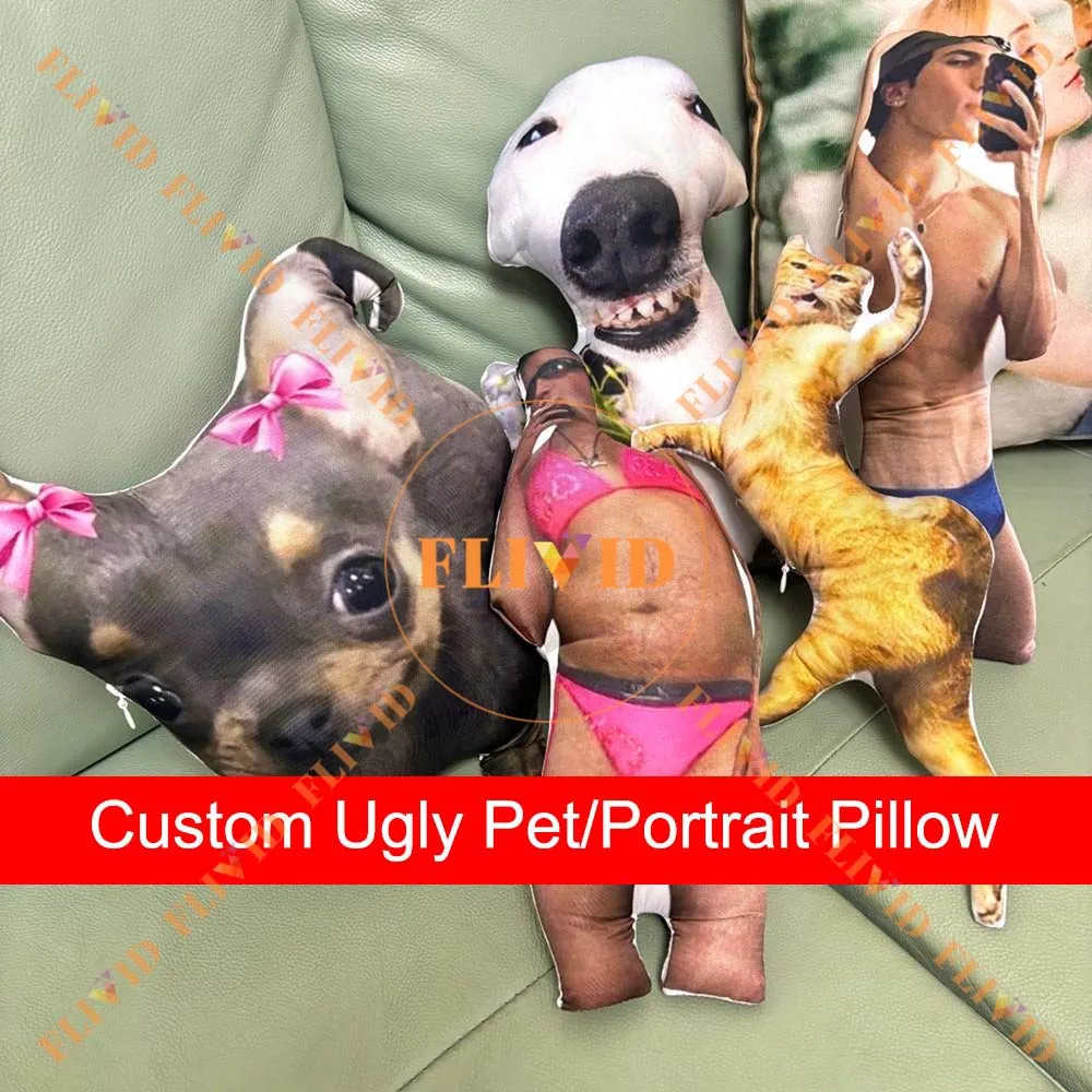 

Hot Custom Ugly Human Animal Pillow,Customized 3D Portrait Pillows,Personalized Pillow,Pet Loss Memorial Gift,Pet Lover Gift