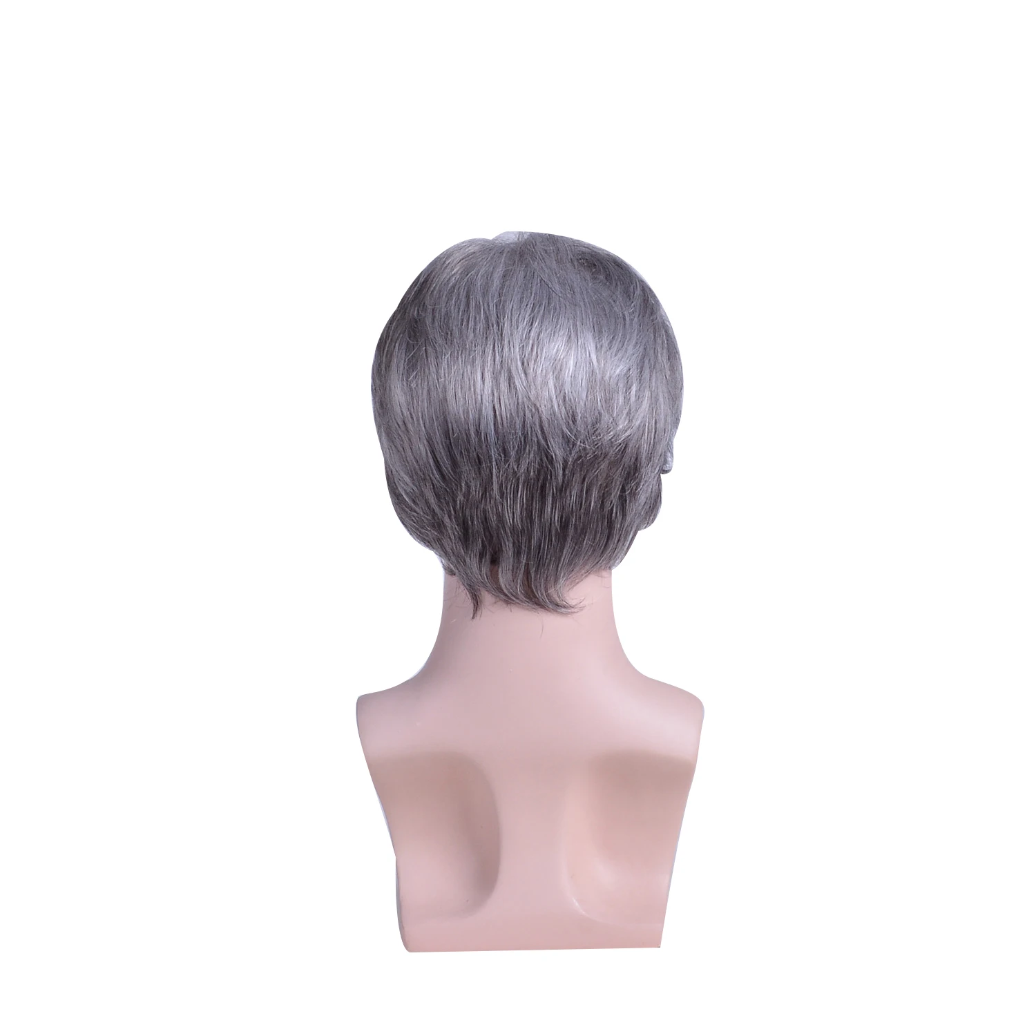 HANEROU Pixie Cut Straight Men\'s Wig Grey White Ombre Synthetic Short Natural Wig for Daily Party Heat Resistant Fiber