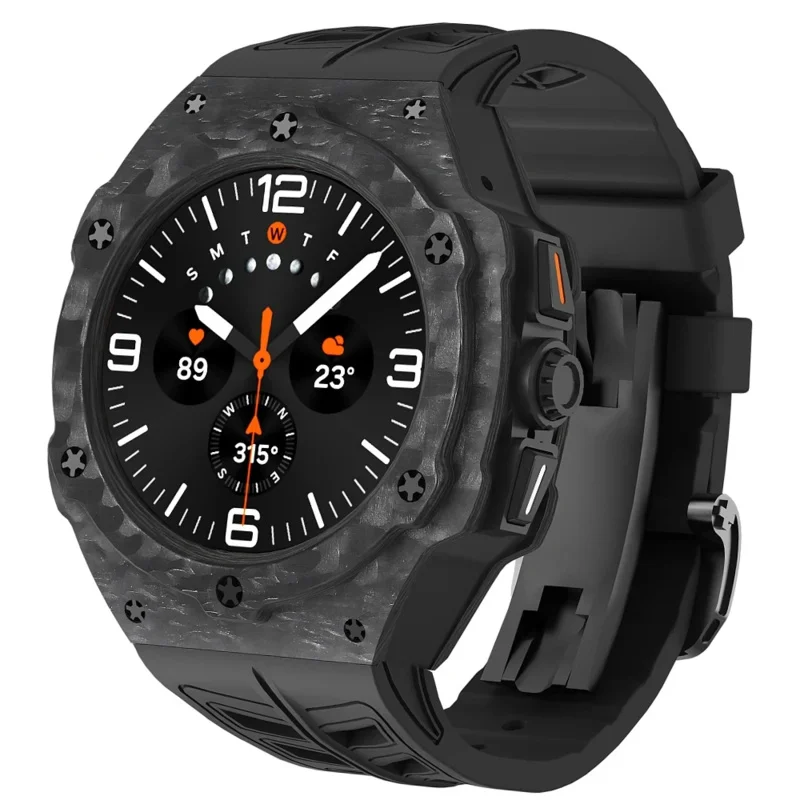 

Luxury Carbon Fiber Modification Kit for Samsung Galaxy Watch Ultra (2025) Fluororubber Strap for Galaxy Ultr a 47MM Accessories