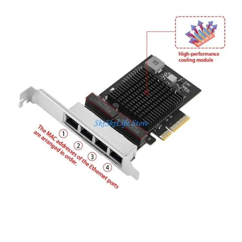 

E65E 4 Ports 2.5 Gigabit PCIEx4 Card 8125B PCIE 10/100/1000/2500Mbps RJ45 Adapter Card Networking Adapter For Desktop