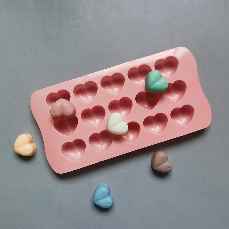 1Pc 15-Hole Three-dimensional Heart-shaped Silicone Mold DIY Chocolate Ice Grid Mousse Mold Soft Candy Baking Mold-New