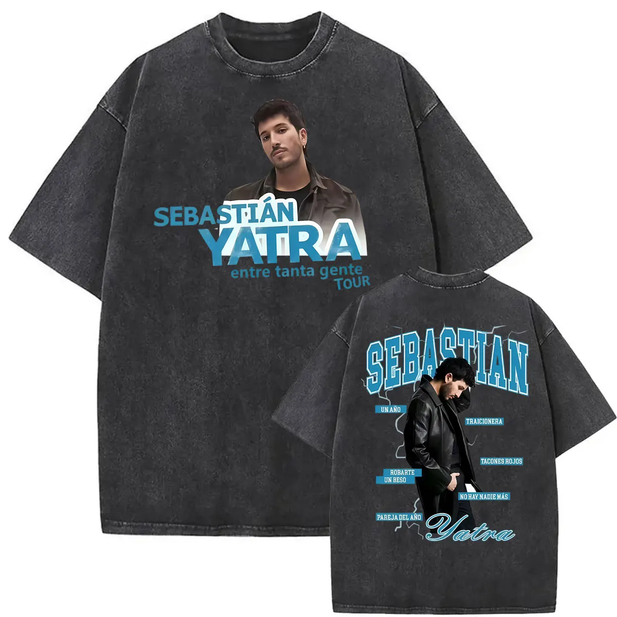 Sebastian Yatra Entre Tanta Gente Tour 2026 T Shirt Men's Clothing Fashion Trend Cool T Shirts Man Vintage Washed Cotton T-shirt