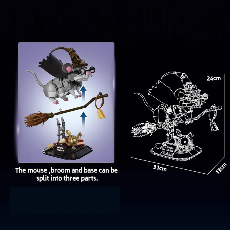 Kits de bloques de construcción pequeños de ratón mágico, diseño pirata ensamblado creativo, loro, Animal, modelo educativo, juguetes de ladrillos, regalo de vacaciones