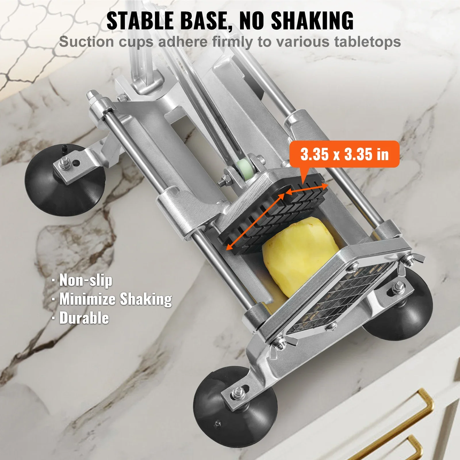 VEVOR French Fry Cutter Potato Slicer with 1/2-Inch and 3/8-Inch Stainless Steel Blades Manual Potato Cutter Chopper