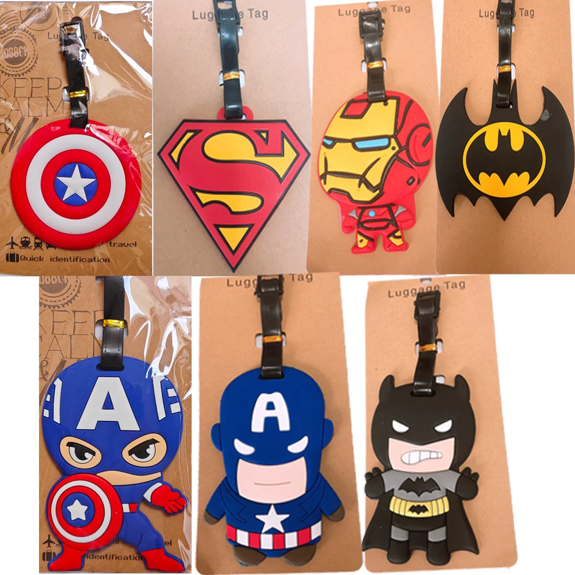 Animation Hero Soft Luggage Tag Spider-Man Luggage Bag Logo Tag Pendant Iron Man Captain America Bag Registration Pendant