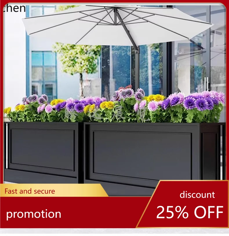 PYH Outdoor Iron Art Flower Box Combination Stainless Steel Bed SaleSquare Flower trough Flower Pot Tree Box
