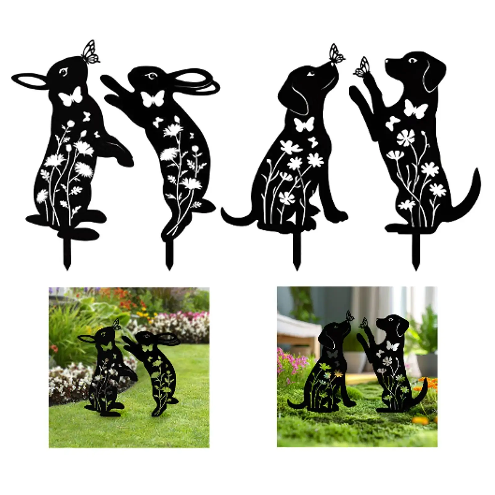 2 шт. декоративные садовые железные колья, украшение для газона, наружное украшение, силуэт двора, художественные декоры в виде животных для женщин, ограждение для мамы