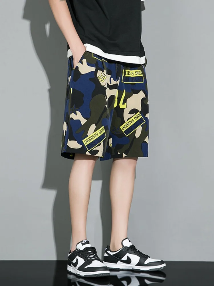 

Мужские летние дышащие камуфляжные шорты из ледяного шелка для бега, тренировок и баскетбола, быстросохнущие, спортивные бриджи до колена