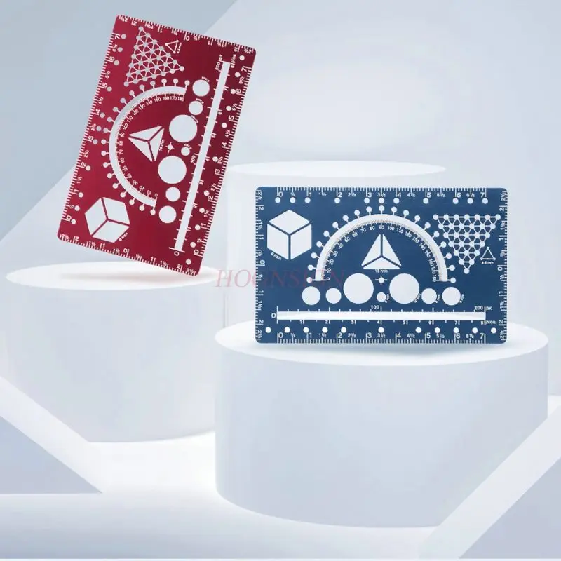 2 шт. креативная многофункциональная линейка из алюминиевого сплава истеряет геометрическим, математическим и трехмерным рисунком мышления.