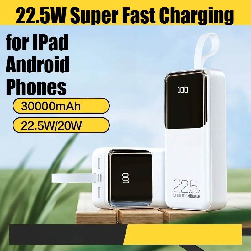 

30000mAh Power Bank with 22.5W Super Fast Charging Smart Digital Display High Capacity Portable Charger for IPad Android Phones