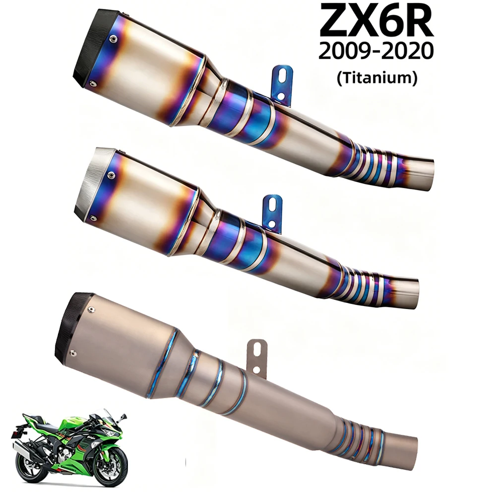 Slip - On Durable Titanium Alloy Motorcycle Exhaust Muffler Escape Moto Middle Tail Link Pipe For ZX-6R ZX6R 2009-2020