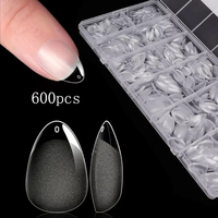 600Pcs Nail Tips Short Almond Shaped Half Matte Clear Acrylic False Nail Tips for Nail Extension Manicure Tools