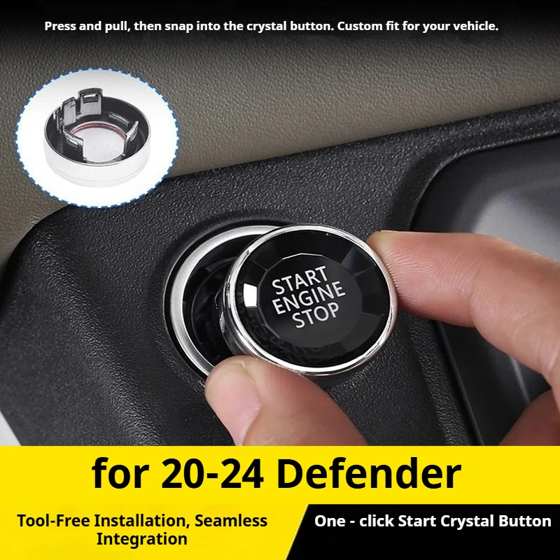 For 20‑24 Defender Crystal One‑Click Start Button Cover, Ignition Switch Interior Protector Decor Sticker Modification Auto