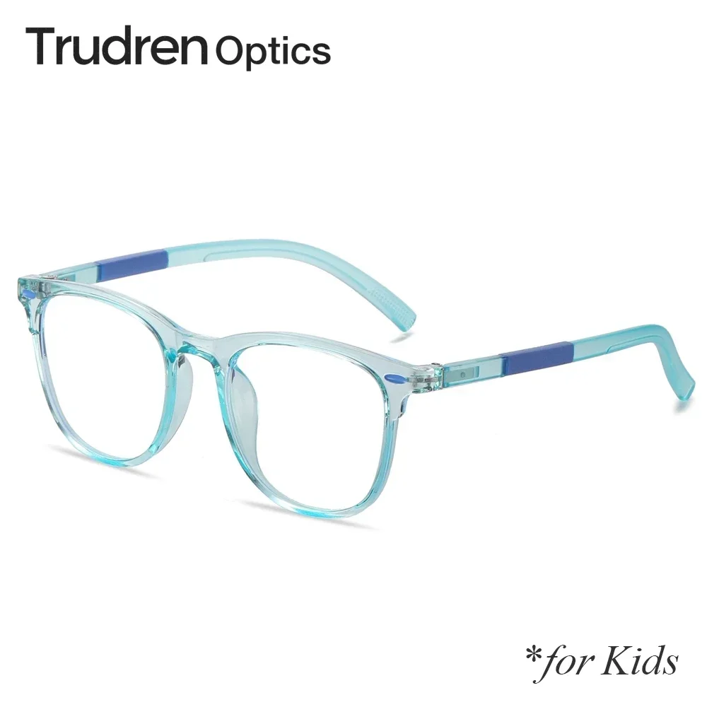 Trudren Kids TR-90 Horn Rimmed Square Non-prescription Clear Eyeglasses for Children Blue Light Blocking Computer Glasses 2001