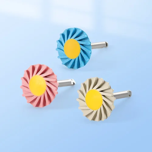 Imagen 2 del producto 6 unids/caja rueda de pulido Dental de circonia pulidor de goma Dental Kit de disco RA goma de 2,35mm con herramientas de fresas flexibles en espiral