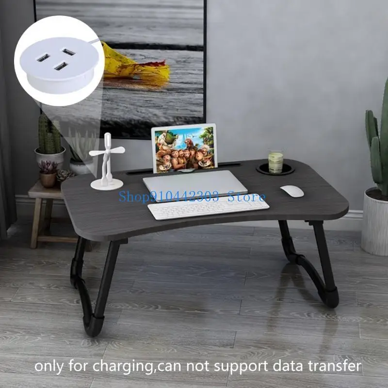 652F Embedded USB Charging Splitter for Office Desk Round Hole 3 Port Charging Adapter for Multiple Devices Grommet Hole