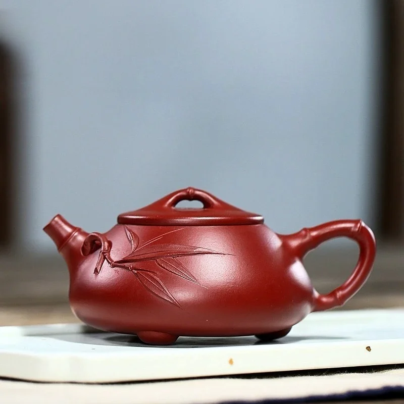 

Pure Handcrafted Household Teapot Original Da Hong Pao Purple Clay Bamboo Joints Jingzhou Teapots Stone Ladles