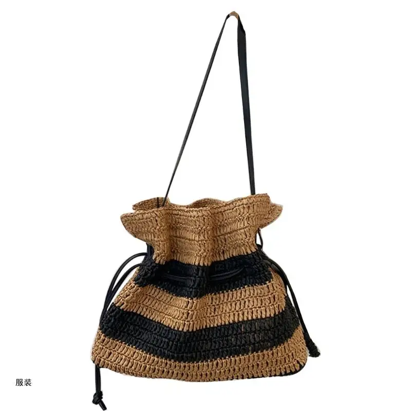 D0UD Summer Straw Crossbody Bag Beach Woven Tote Travel Shoulder Bag for Women Girls