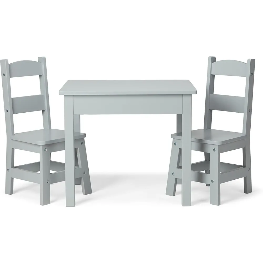 Table & Chairs-Gray Furniture - Wooden Activity Play Table And Chairs Set For Kids, Grey