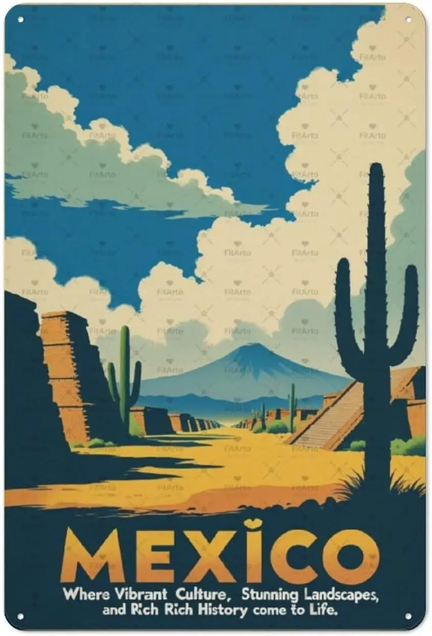 Travel Mexico Funny Vintage Tin Sign Metal Wall Decor For Bedroom Plaques Poster Home Family Lovers Gift Retro 8x12 inches sign
