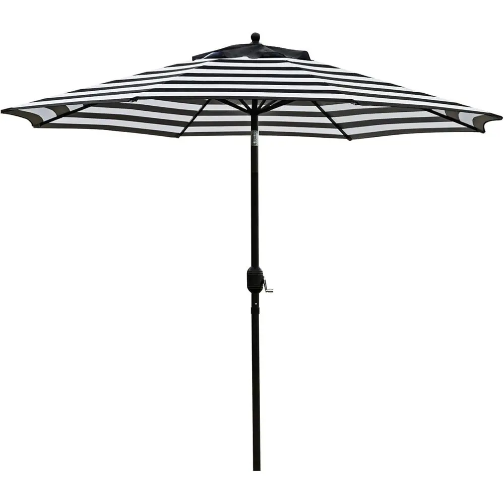 

9-Foot Outdoor Patio Umbrella with 8 Ribs in Black and White Design