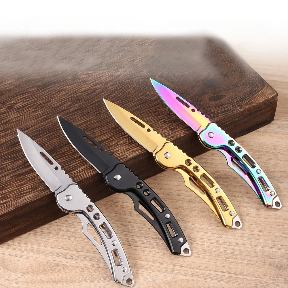 2024 new Stainless Steel Keychain Folding Knife Outdoor Carrying Knife Mirror Sharp Pocket Knife